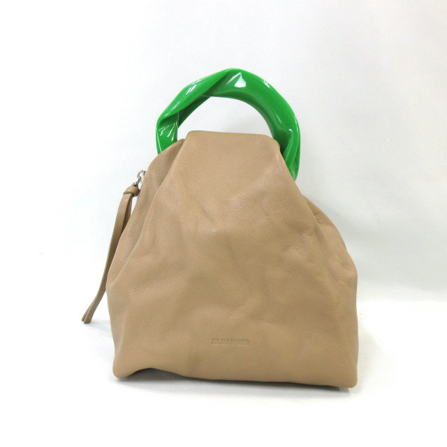 中古】ジルサンダー JIL SANDER レザー ハンド トート バッグ ベージュ 