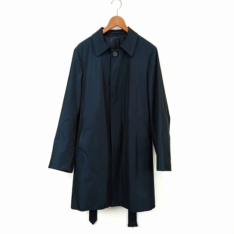 【中古】ラルディーニ LARDINI ステンカラー 中綿 コート 48 紺 ネイビー メンズ