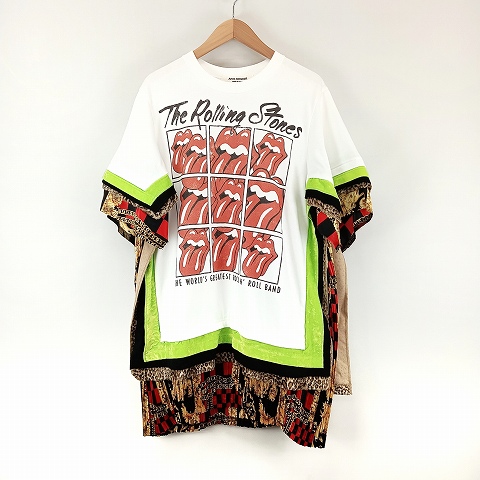 【中古】ジュンヤワタナベ ローリングストーンズ レイヤードカットソー Tシャツ XS 白 レディース