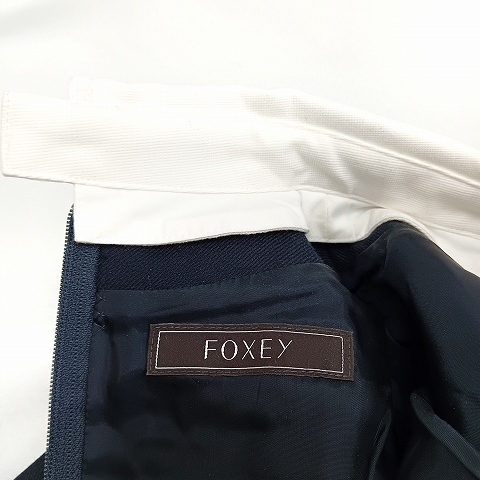 中古】フォクシー FOXEY Knit Dress Precieuse 白襟 ワンピース 38 黒