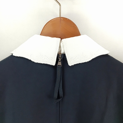 中古】フォクシー FOXEY Knit Dress Precieuse 白襟 ワンピース 38 黒