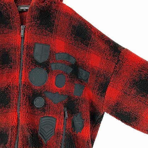 中古】ディースクエアード DSQUARED2 CHECK PATCH ZIP HOODIE パーカー