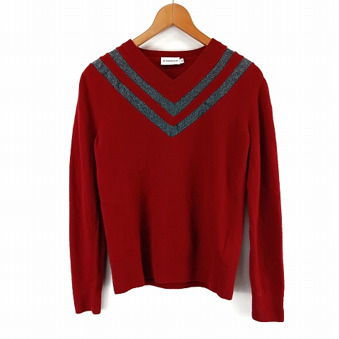 【中古】モンクレール MAGLIONE TRICOT SCOLLO A V V NECK SWEATER Vネック ニット セーター S 赤 レッド メンズ