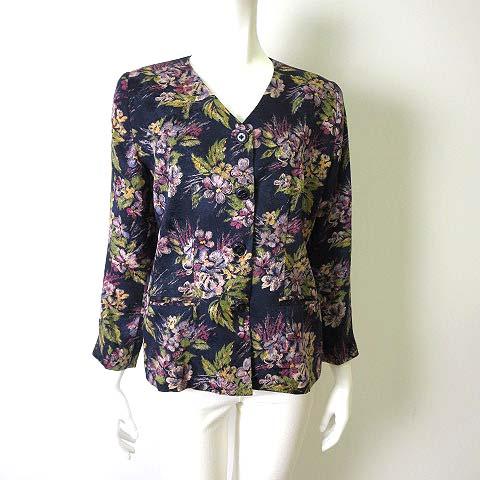 中古 Silk City 絹の城 ジャケット 長袖 ノーカラー 花柄 シルク100 絹 M 紺 ネイビー マルチカラー 美品の通販はau Pay マーケット ブランド古着のベクトル