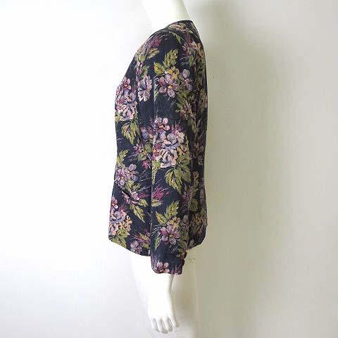 中古 Silk City 絹の城 ジャケット 長袖 ノーカラー 花柄 シルク100 絹 M 紺 ネイビー マルチカラー 美品の通販はau Pay マーケット ブランド古着のベクトル