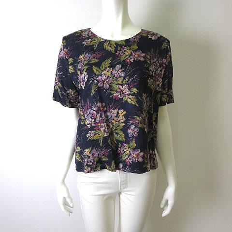 中古 Silk City 絹の城 カットソー 半袖 花柄 シルク 絹 100 M 紺 マルチカラー 美品 レディースの通販はau Pay マーケット ブランド古着のベクトル