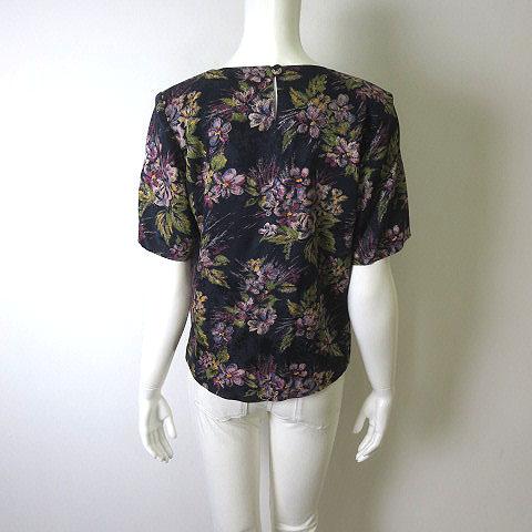 中古 Silk City 絹の城 カットソー 半袖 花柄 シルク 絹 100 M 紺 マルチカラー 美品 レディースの通販はau Pay マーケット ブランド古着のベクトル