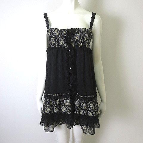 中古 アクシーズファム Axes Femme チュニック キャミ ワンピース 花柄 ティアード フリル レース 刺繍 M 黒の通販はau Pay マーケット ブランド古着のベクトル