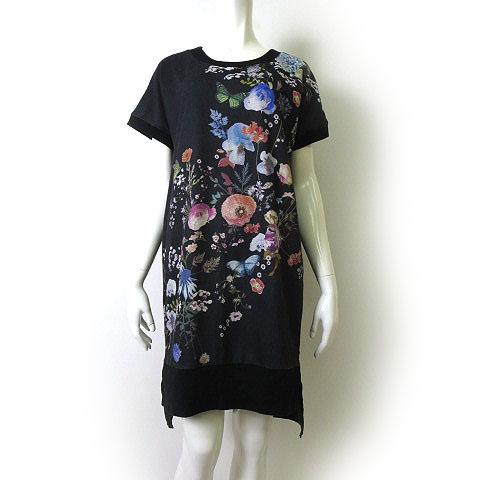 中古 スカラー Scolar ワンピース チュニック 花柄 異素材 切り替え 半袖 M 黒 ブラック マルチカラー レディースの通販はau Pay マーケット ブランド古着のベクトル