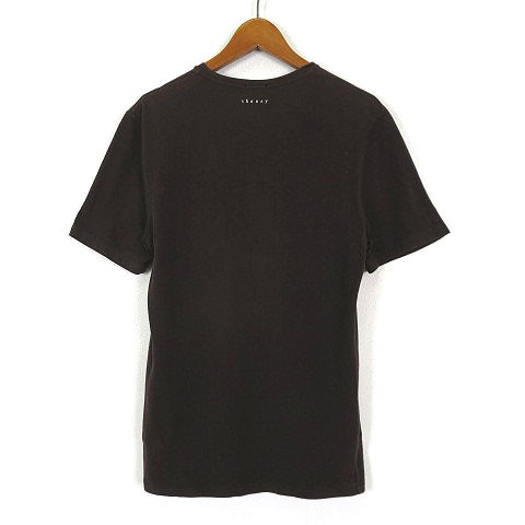 【中古】セオリー theory Tシャツ バック ロゴ プリント コットン ストレッチ Vネック 半袖 S 38 茶 ブラウン メンズ｜au PAY  マーケット