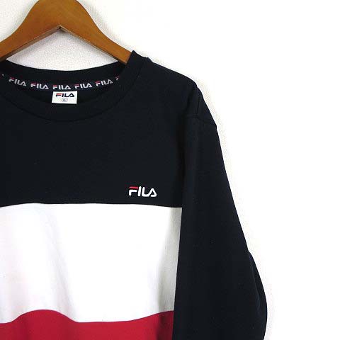 FILA フィラ スウェット トレーナー プルオーバー デカロゴ トリコロール