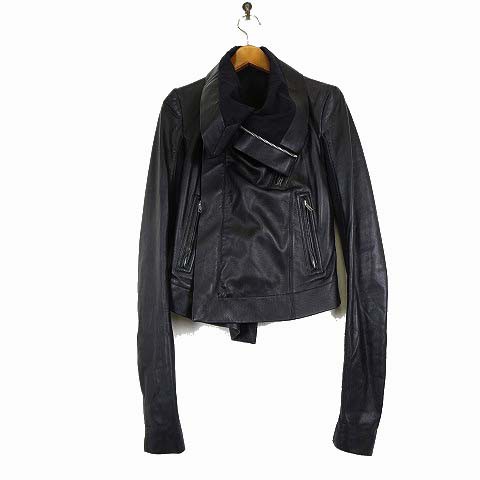 【中古】リックオウエンス Rick Owens 20AW レザージャケット ライダースジャケット ラムレザー 羊革 XS-S 38 黒｜au PAY  マーケット