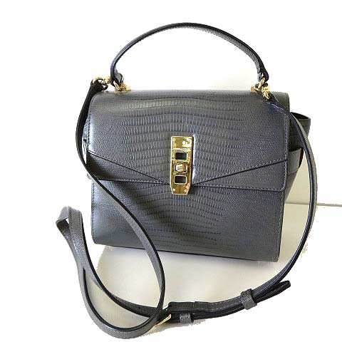 【中古】ヘンリーベンデル HENRI BENDEL バッグ ハンドバッグ ショルダーバッグ 2way クロコ 型押し レザー グレー｜au PAY  マーケット