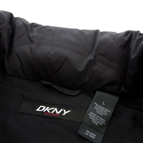 【中古】ダナキャランニューヨーク DKNY ダウンベスト アシンメトリー ステッチ L 黒 ブラック レディース｜au PAY マーケット