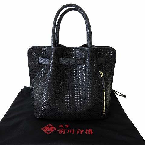 中古】未使用品 浅草 前川印傳 印伝 トートバッグ ショルダーバッグ  