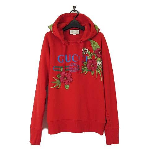美中古　GUCCI フローラル　ロゴ　パーカー XS (着用感はMサイズ) 中古】グッチ GUCCI フローラル ヴィンテージ ロゴ パーカー プル
