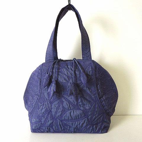 【中古】イッセイミヤケ タマシャ TaMaSHa バッグ ハンドバッグ リーフ モチーフ ビリ ミシンステッチ 刺繍