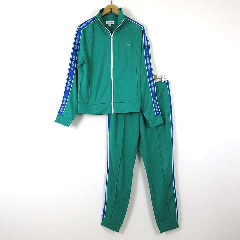 【中古】ラコステ LACOSTE 上下 セットアップ ヘリテージ マッシュアップ トラックジャケット トラックパンツ M 緑 青