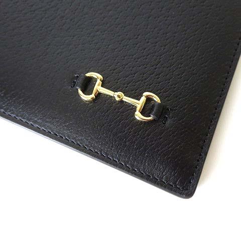【中古】未使用品 グッチ GUCCI バッグ ホースビット レザー クラッチバッグ 700524 黒 ブラック 本革 かばん 鞄 美品_5