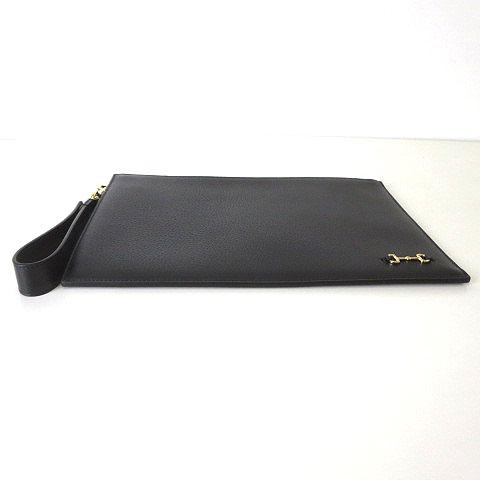 【中古】未使用品 グッチ GUCCI バッグ ホースビット レザー クラッチバッグ 700524 黒 ブラック 本革 かばん 鞄 美品_8