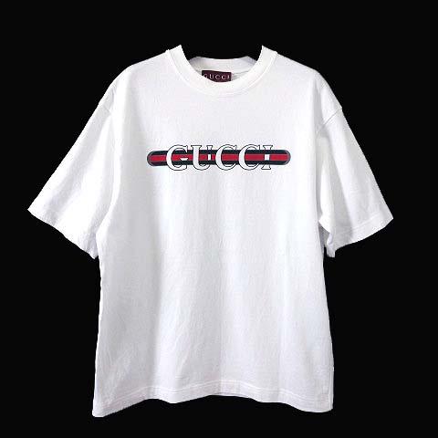【中古】グッチ GUCCI 25SS 現行 プリント コットンジャージー Tシャツ カットソー 半袖 XXS 白 ホワイト 国内正規品