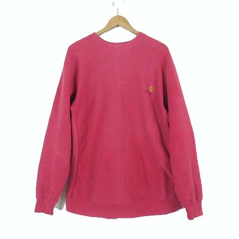 【中古】カーハート 希少 80’S ヴィンテージ スウエット トレーナー フェード ロゴ 刺繍 サイドリブ XL 赤 レッド