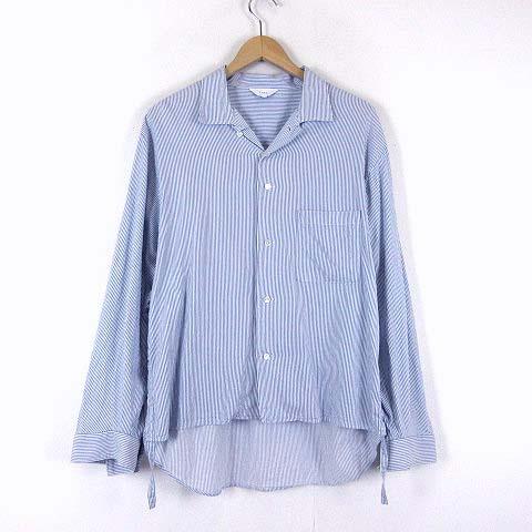 【中古】シー THEE 18AW シャツ Rhythm Shirt リズムシャツ オーバーサイズ ストライプ 長袖 L 2 水色 ライトブルー
