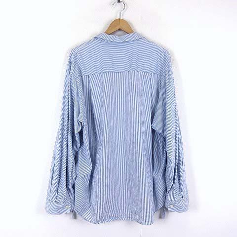 【中古】シー THEE 18AW シャツ Rhythm Shirt リズムシャツ オーバーサイズ ストライプ 長袖 L 2 水色 ライトブルー_2