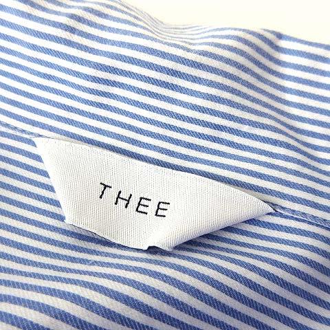 【中古】シー THEE 18AW シャツ Rhythm Shirt リズムシャツ オーバーサイズ ストライプ 長袖 L 2 水色 ライトブルー_4