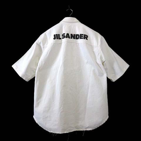 【中古】ジルサンダー 20SS シャツ スタッフシャツ Staff Shirt 半袖 ロゴ バック プリント L 40 生成り 国内正規品