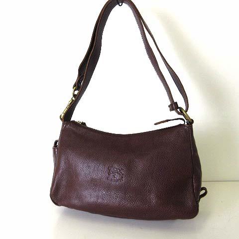 【中古】イルビゾンテ IL BISONTE バッグ ショルダーバッグ 2way ロゴ 刻印 本革 レザー 牛革 5462305311 こげ茶色