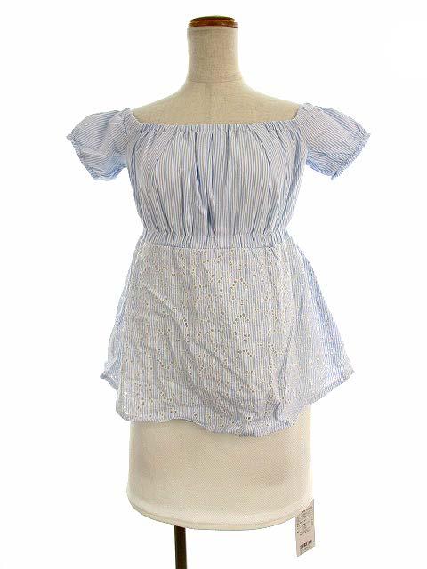 中古 未使用品 リエンダ Rienda オフショルダー コンビ ワンピース ミニ 半袖 ストライプ レース 刺繍 ブルー 白 Sの通販はau Pay マーケット ブランド古着のベクトル