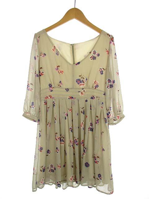 中古 マーキュリーデュオ Mercuryduo ワンピース シフォン 花柄 フラワー Vネック フレア 七分袖 ひざ丈 Fの通販はau Pay マーケット ブランド古着のベクトル