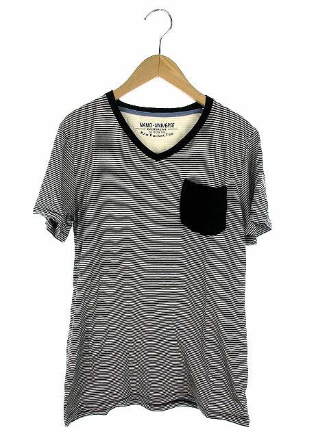 中古 ナノユニバース Nano Universe トップス Tシャツ カットソー ニットポケット ボーダー Vネック 半袖 黒 白 M の通販はau Pay マーケット ブランド古着のベクトル