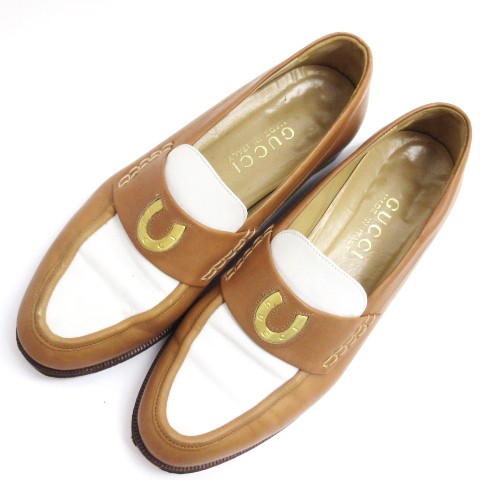 中古】グッチ GUCCI ローファー ホースシューロゴ ゴールド金具 レザー