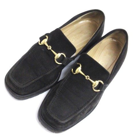 中古】グッチ GUCCI ビットローファー シューズ ゴールド金具 スエード