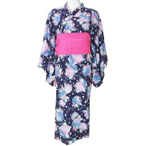 【中古】メゾピアノ 2WAY 浴衣 セパレートタイプ セットアップ サンドレス キッズ 女の子 150cm 紫陽花柄 帯2本の通販は