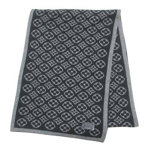 【中古】ルイヴィトン LOUIS VUITTON INVENTEUR モノグラム エシャルプ スキー カシミヤ マフラー ブラック グレーの通販は 29,250円