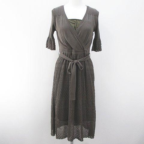 中古 ストロベリーフィールズ Strawberry Fields 半袖 ミディ丈 ニットワンピース 緑 グリーン系 カシュクールの通販はau Pay マーケット ブランド古着のベクトル