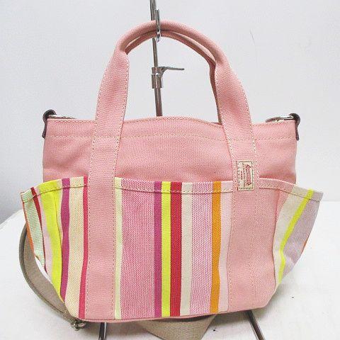 中古 Les Toiles Du Soleil レ トワール デュ ソレイユ トートバッグ 2way ストライプ ピンク キャンバス地の通販はau Pay マーケット ブランド古着のベクトル