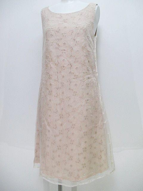 中古 シビラ Sybilla ノースリーブ ワンピース 膝丈 M ベージュピンク レイヤード 刺繍 レース 裏地 シルク の通販はau Pay マーケット ブランド古着のベクトル