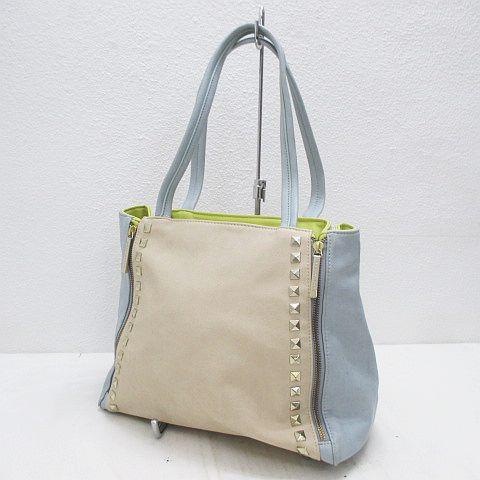 中古 マーキュリーデュオ Mercuryduo トートバッグ スタッズ カラーブロック ベージュ ライトブルー レディースの通販はau Pay マーケット ブランド古着のベクトル