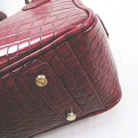 【中古】レザージュエルズ LEATHER JEWELS ハンド ショルダー 2WAYバッグ ゴールド金具 クロコダイル型押し｜au PAY マーケット
