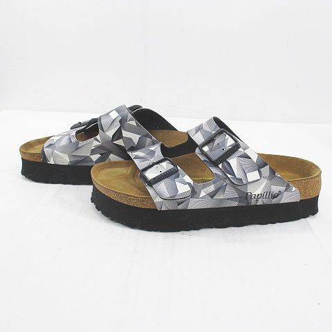 中古】パピリオ Papillio BIRKENSTOCK サンダル 幾何学模様 Wベルト