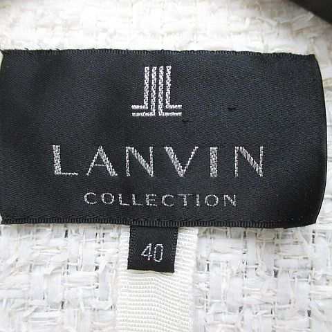 中古】ランバン LANVIN ツイードジャケット 薄手 背抜き 40 白系