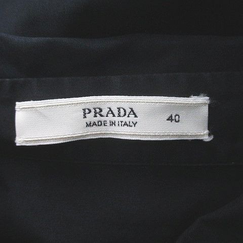 中古】プラダ PRADA 長袖 ミニ丈 シャツワンピース チュニック 40 黒系