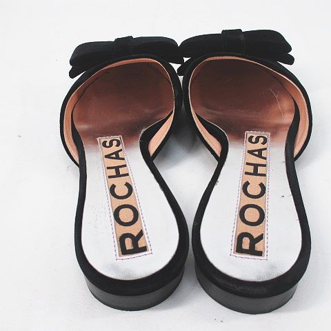 中古】ロシャス ROCHAS RO29020 ミュール リボン 37 ブラック 黒系 ...