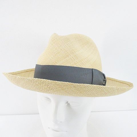 中古】ボルサリーノ Borsalino 麦わら帽子 中折れハット 帽子 57 ...