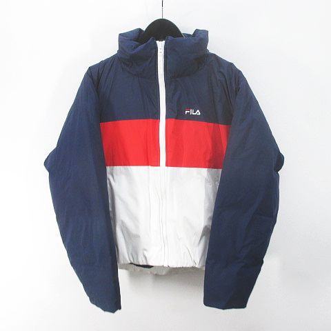 フィラ FILA ダウンジャケット M トリコロールカラー ネイビー 紺系