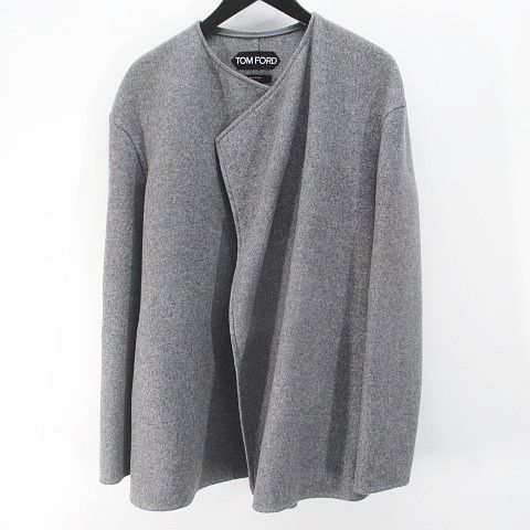 【中古】トムフォード TOM FORD CP1322 FAX121 ミドル丈 前開き ノーカラーコート 36 灰系 グレー ポケット 無地 の通販は
